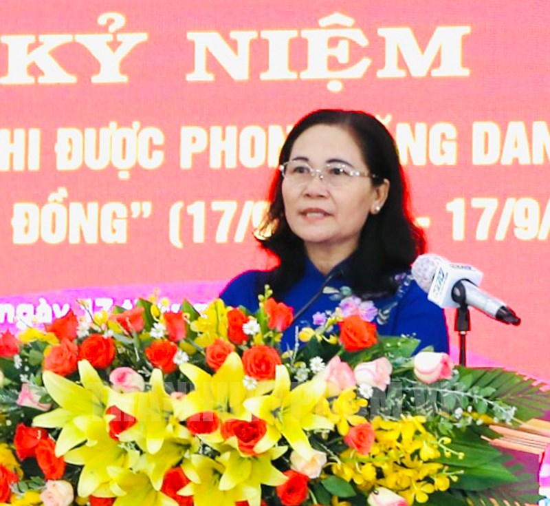 Chủ tịch HĐND TP Nguyễn Thị Lệ phát biểu tại lễ kỷ niệm.